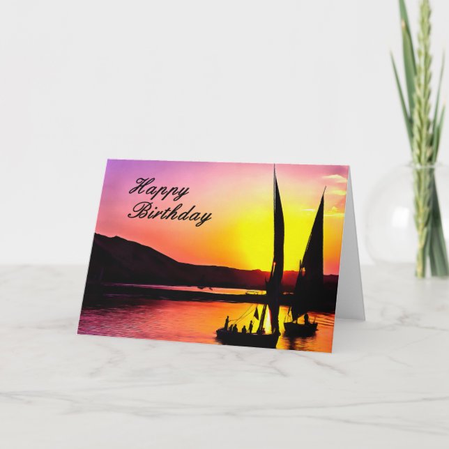 Cartão Happy Birthday Fine Art Sailing Card (Frente)