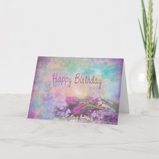 Cartão Happy Birthday - Floral Elegance (Frente)