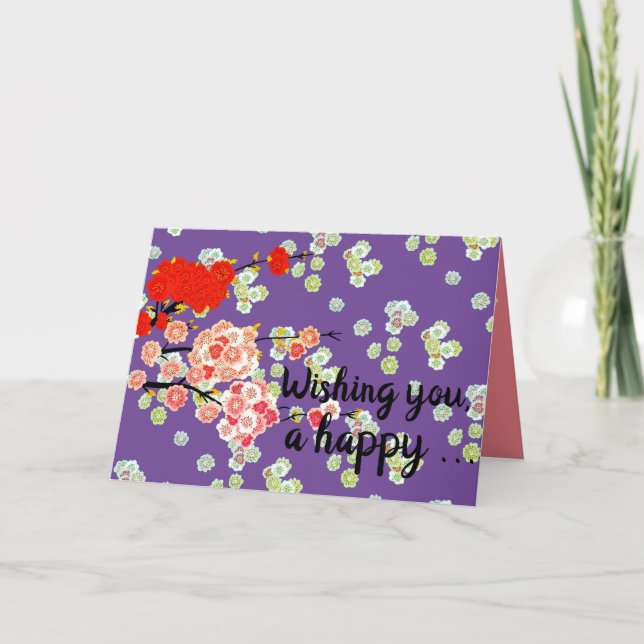 Cartão Happy Birthday Flower Dandelion Wish Greeting (Frente)