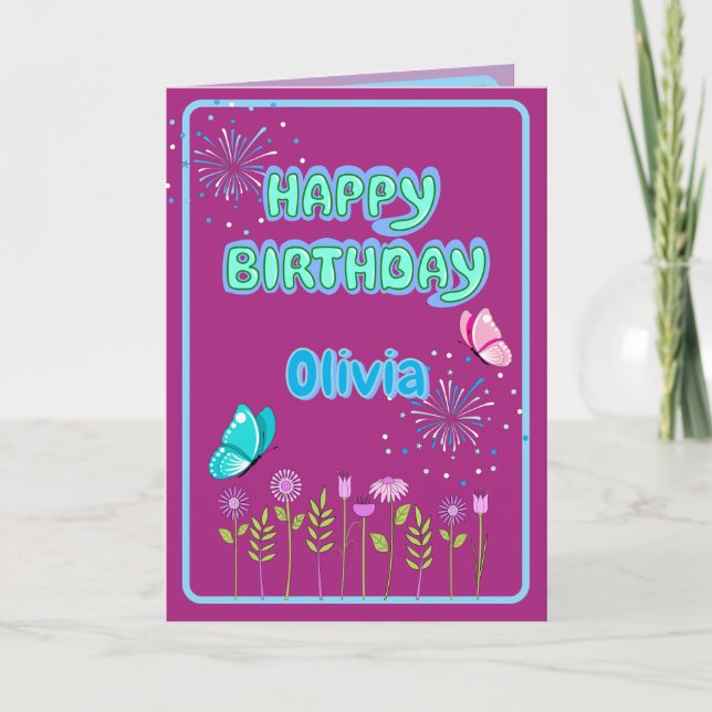 Cartão Happy Birthday Folded Greeting Card (Frente)