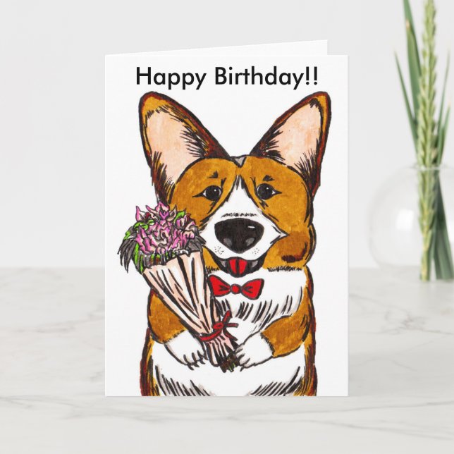 Cartão Happy Birthday for Corgi Lovers (Frente)