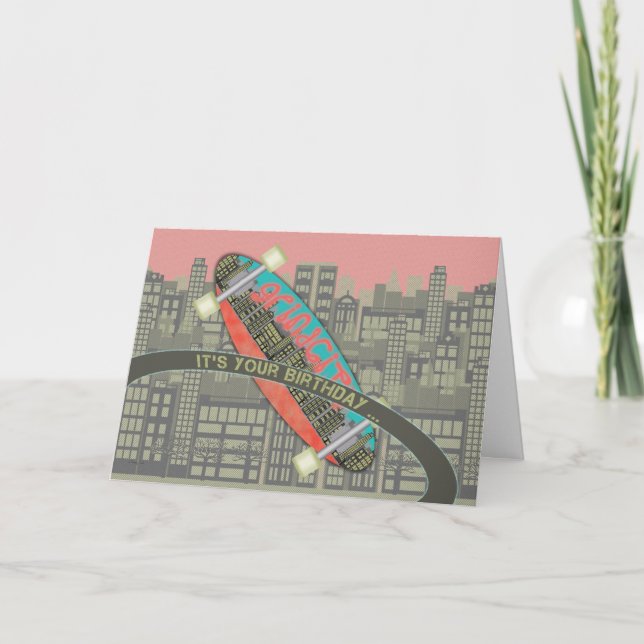 Cartão Happy Birthday for Skater Skateboard Shred It (Frente)