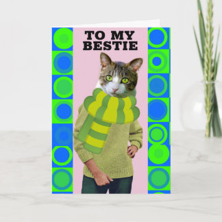CARTÃO HAPPY BIRTHDAY FRIEND FUNNY CAT GREETING CARD