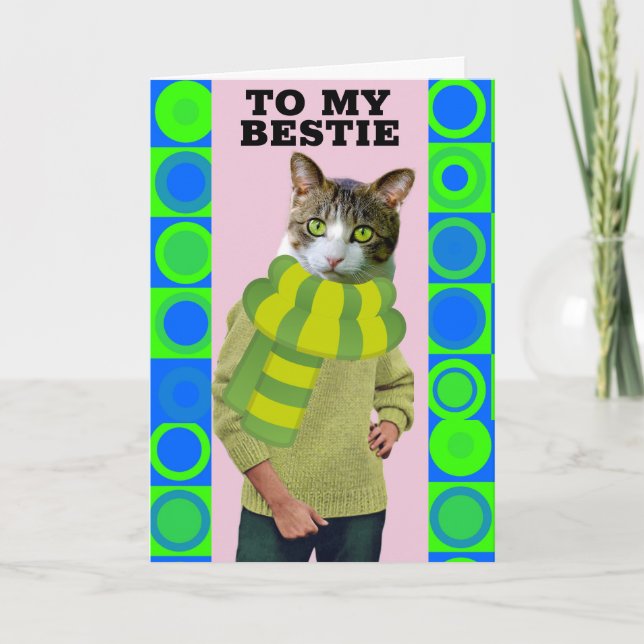 CARTÃO HAPPY BIRTHDAY FRIEND FUNNY CAT GREETING CARD (Frente)