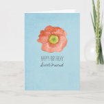 Cartão Happy Birthday Friend Red Watercolor Poppy<br><div class="desc">A pretty happy birthday greeting card for a friend decorated with bright red poppy flowers painted in watercolor on a soft blue textured style background.  Nice way to say happy birthday!</div>