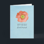 Cartão Happy Birthday Friend Red Watercolor Poppy<br><div class="desc">A pretty happy birthday greeting card for a friend decorated with bright red poppy flowers painted in watercolor on a soft blue textured style background.  Nice way to say happy birthday!</div>