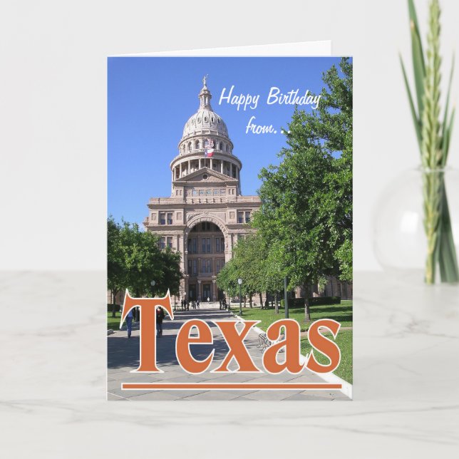 Cartão Happy Birthday from Texas/Austin State Capitol (Frente)