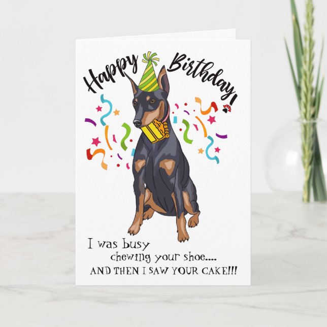 Cartão Happy Birthday from Your Doberman Dog Buddy (Frente)