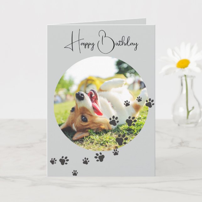 Cartão Happy Birthday from Your Furry Friend 2 Photos   (Planta pequena)