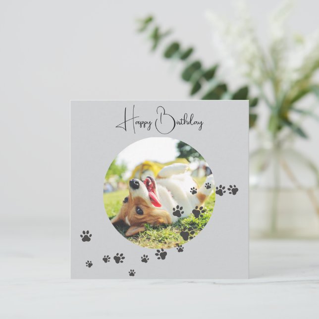 Cartão Happy Birthday from Your Furry Friend 2 Photos   (Em pé/Frente)