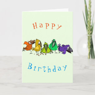 Cartão Happy Birthday - Funny Birds