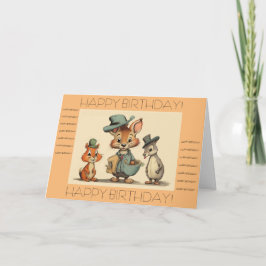 Cartão Happy Birthday Funny Cute Cartoon Animals Courier 