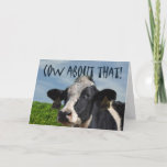 Cartão Happy Birthday Funny Dairy Cow and Pasture<br><div class="desc">Happy Birthday Funny Dairy Cow and Pasture Greeting Card</div>
