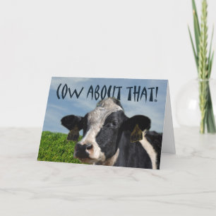 Cartão Happy Birthday Funny Dairy Cow and Pasture