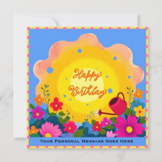 Cartão Happy Birthday Garden Card with Bright Sun, Flower