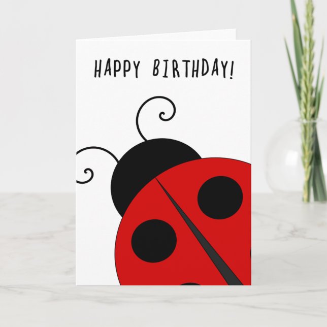 Cartão Happy Birthday, Giant Ladybug (Frente)