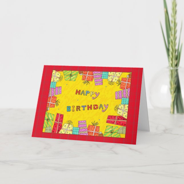 Cartão Happy Birthday Gift Boxes - birthday greeting card (Frente)