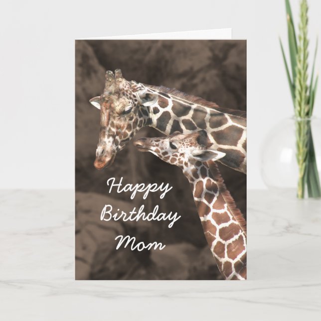 Cartão Happy Birthday Giraffe Mom and Baby Customize (Frente)