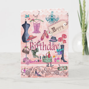 Cartão Happy Birthday Girly Stuff   Greeting Card
