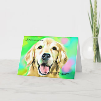 Cartão Happy birthday! Golden Retriever Digital art