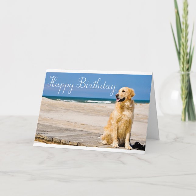 Cartão Happy Birthday Golden Retriever Puppy Dog (Frente)