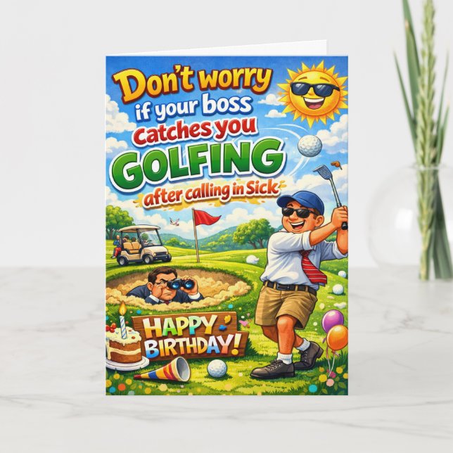 Cartão Happy birthday golfing brother and his boss (Frente)