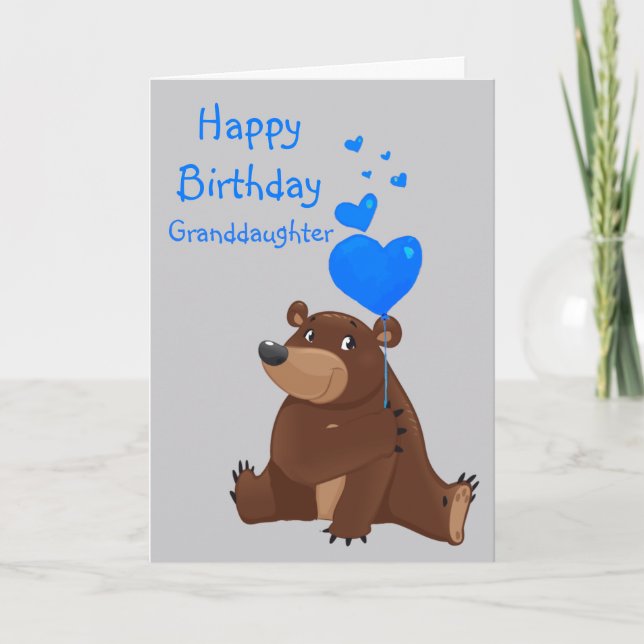 Cartão Happy Birthday Granddaughter Balloon  Bear (Frente)