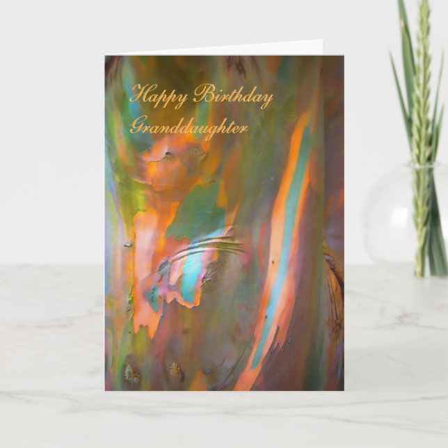 Cartão Happy Birthday Granddaughter - Eucalyptus Bark (Frente)