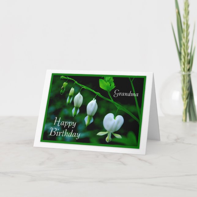 Cartão Happy Birthday Grandma White Hearts (Frente)