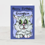 Cartão Happy Birthday Grandson<br><div class="desc">Wish that special Grandson a Happy Birthday with this cute Kitty.  Take advantage of our bulk discounts to order several cards and save $$$$.</div>