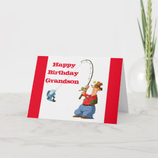CARTÃO HAPPY BIRTHDAY *GRANDSON* FAVORITE FISHERMAN 