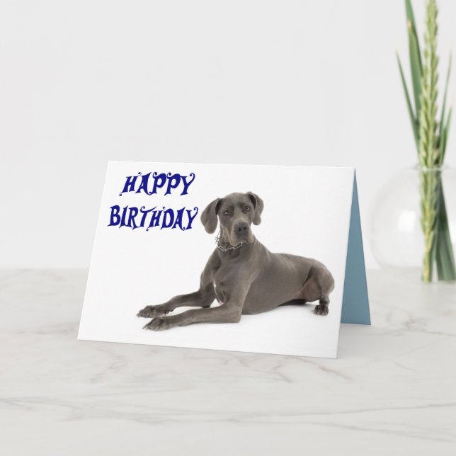 Cartão Happy Birthday Great Dane Puppy Dog Card - Verse (Frente)