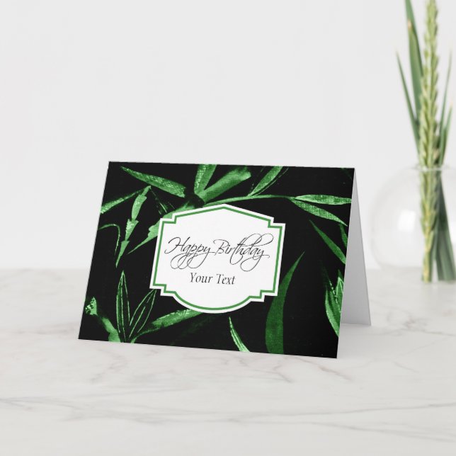 Cartão Happy Birthday Green Bamboo (Frente)