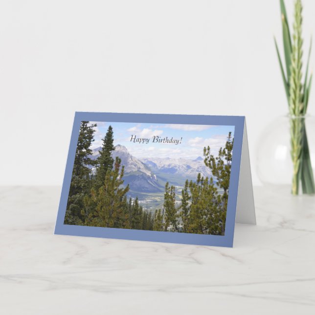 Cartão Happy Birthday Greeting Card with Mountains (Frente)