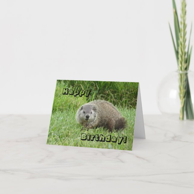 Cartão Happy Birthday groundhog (Frente)