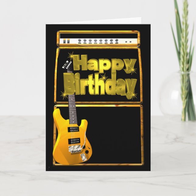 Cartão Happy birthday guitars rock (Frente)