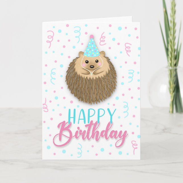 Cartão Happy Birthday Hedgie (Frente)