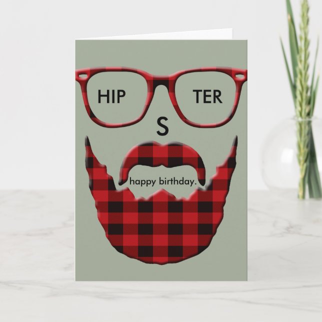 Cartão Happy Birthday HipSter (Frente)