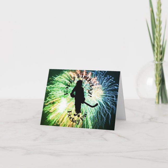 Cartão Happy Birthday Hockey Fan, Silhouette (Frente)