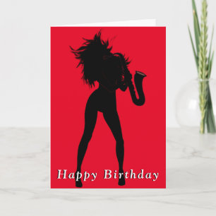 Cartão Happy Birthday - Hot Saxy Lady
