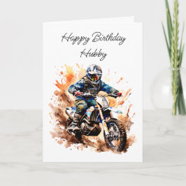 Cartão Happy Birthday Hubby | Motocross Bike