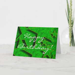 Cartão Happy Birthday in Green Stars Card
