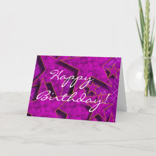 Cartão Happy Birthday in Purple Stars Card