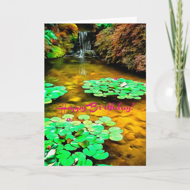 Cartão Happy Birthday Japanese Garden Card (Frente)