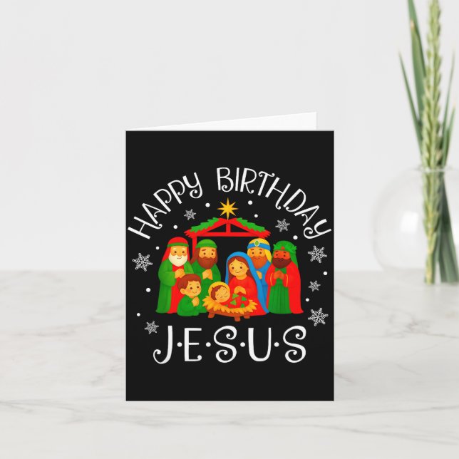 Cartão Happy Birthday Jesus Christmas Pajamas Xmas Squad  (Frente)