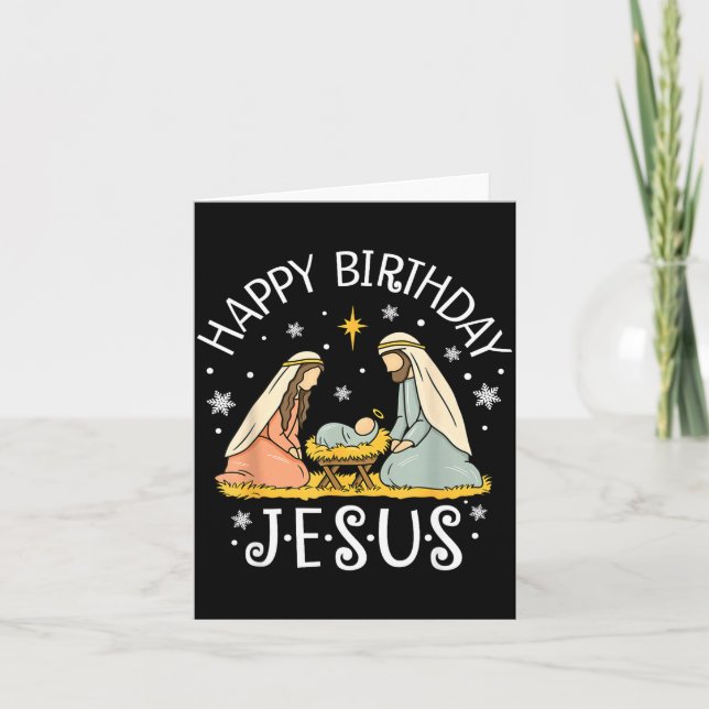 Cartão Happy Birthday Jesus Ugly Christmas Sweater Christ (Frente)