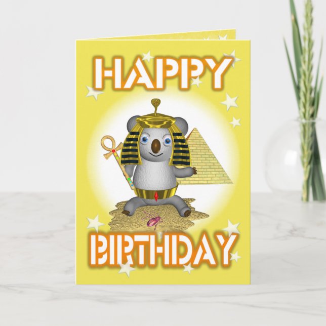 Cartão Happy Birthday King Tut Greeting Card (Frente)