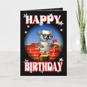 Cartão Happy Birthday Koala Bricklayer Greeting Card