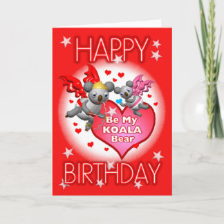 Cartão Happy Birthday Koala Hearts Greeting Card