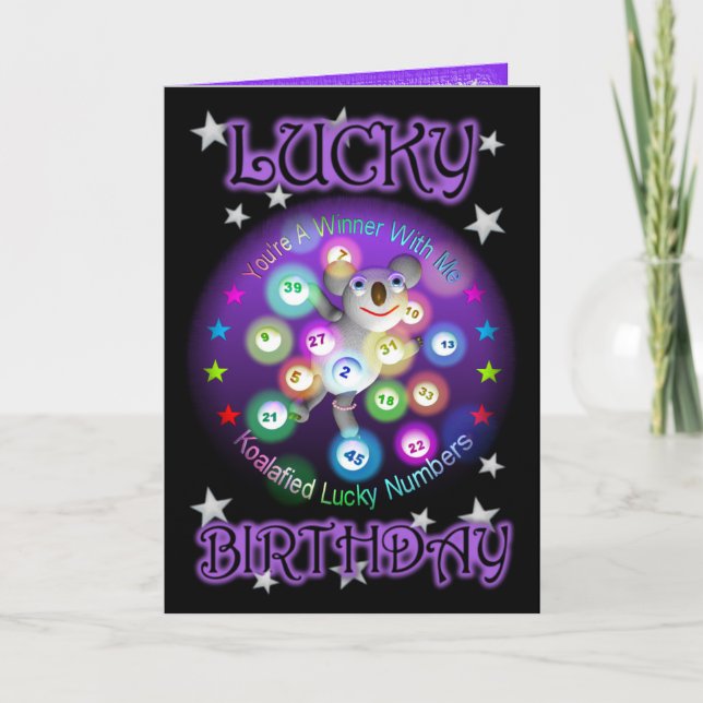 Cartão Happy Birthday Koala Lottery Greeting Card (Frente)